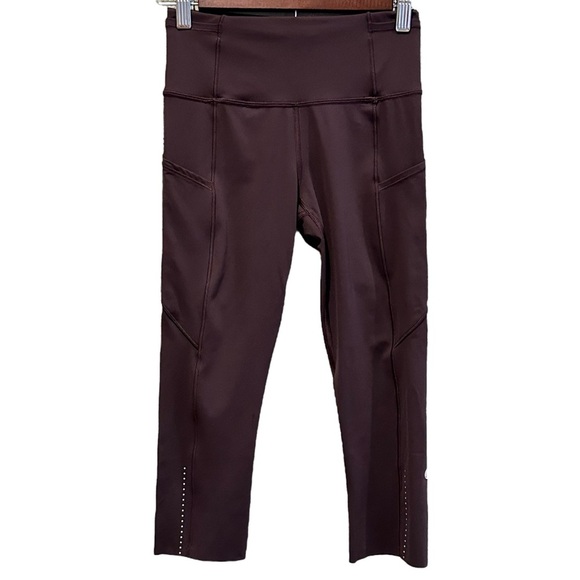 Lululemon ‘Fast Free’ Crop II *Nulux 19" Pelt Women’s Size 4 Pockets Gym - Picture 3 of 13